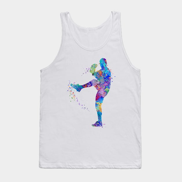 Baseball Boy Pitcher Watercolor Tank Top by LotusGifts